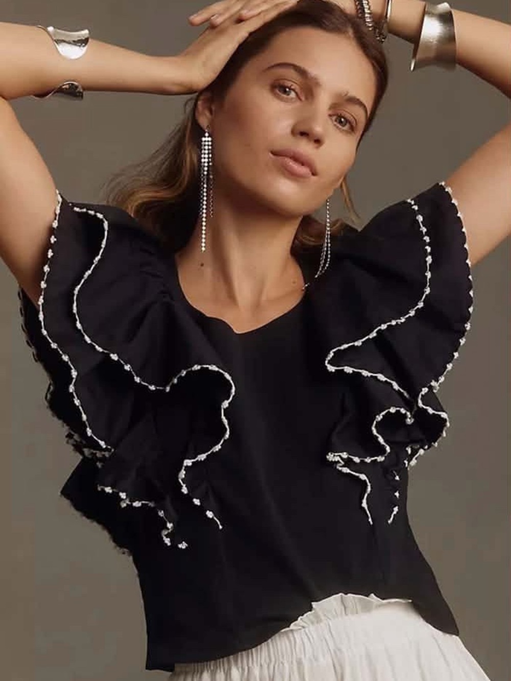 Anthropologie Oversized Ruffles Top, like new ($128)!